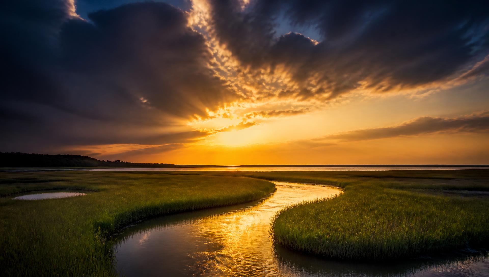 Gulf marsh at first light on the Mississippi coast